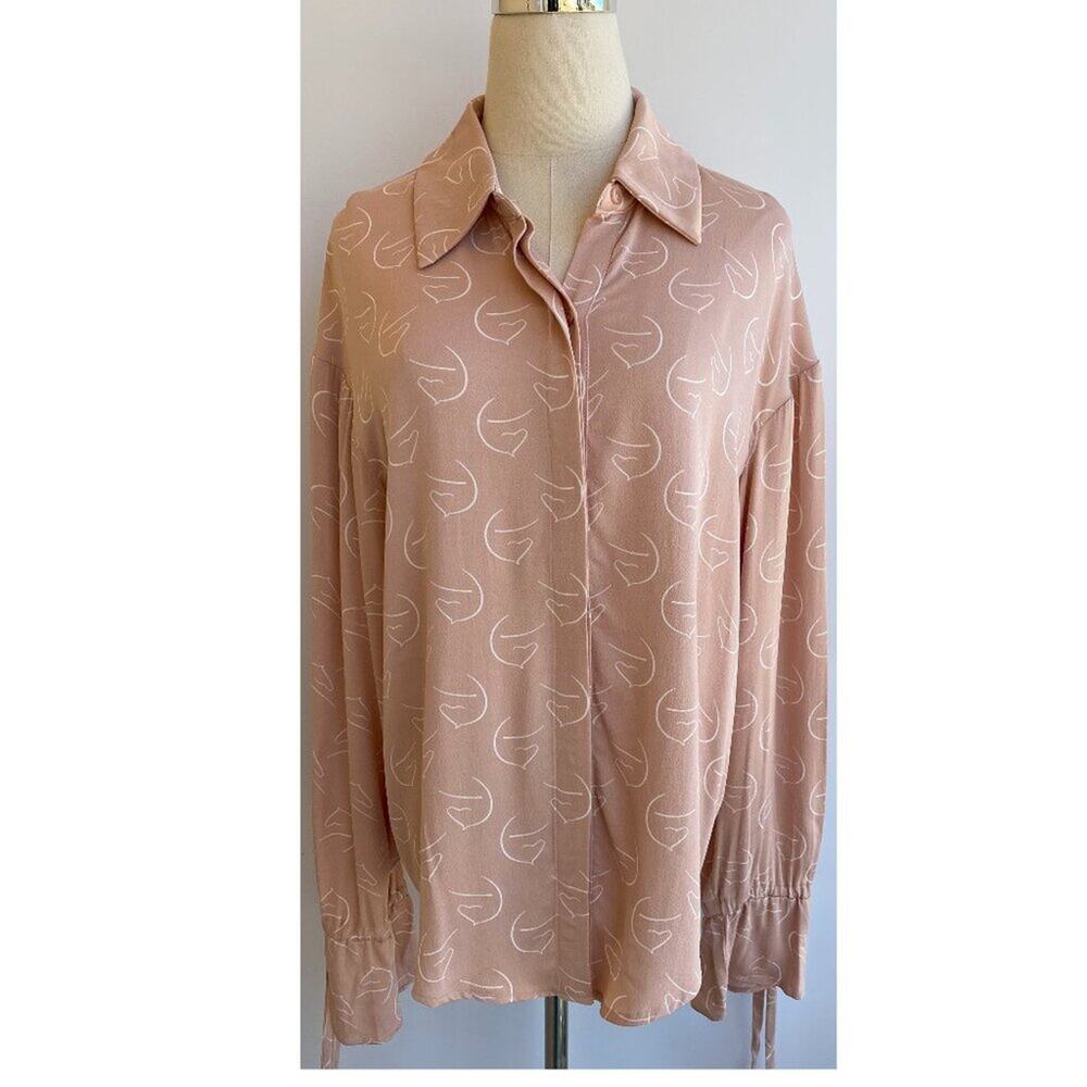NWT Camila Coelho Top Blouse Blush Horse Motif sz Small CUTE! - Picture 3 of 8